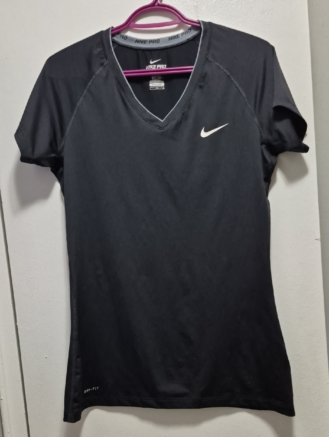 Nike Black V-Neck Short Sleeve Dri-Fit Top